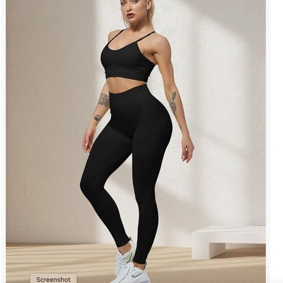 NEW Black Workout Leggings Women Gym Scrunch Butt Lifting Seamless Leggings XXL - Picture 6 of 10